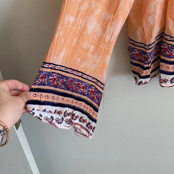 Torrid boho Border Print Gauze open front flared sleeve Kimono - Picture 4 of 10